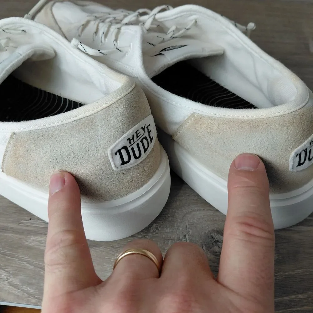Hey Dude Shoes Mens 11 White Two Tone Cody M Essentials Casual Lace Up Sneakers